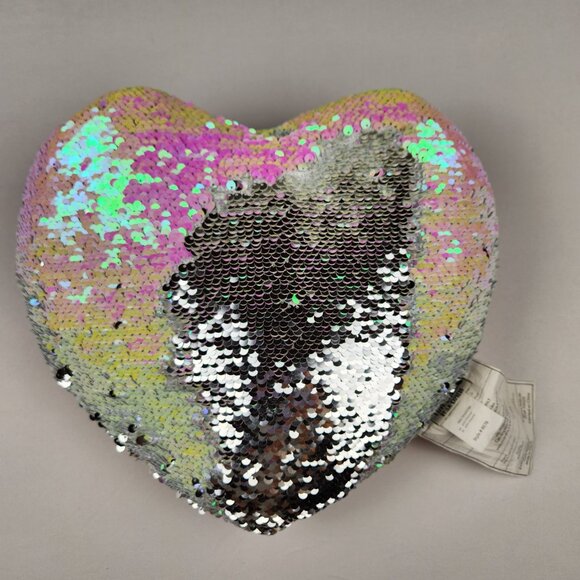 Heart shaped mermaid two tone throw pillow cute pink and silver love - Picture 3 of 6